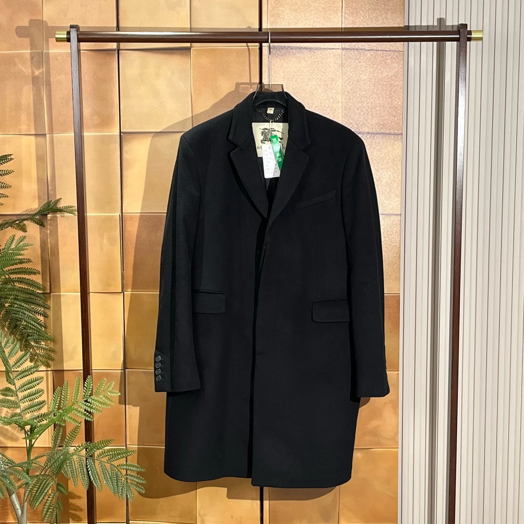 Burberry黑色羊毛单排扣大衣/56码/99新/23805