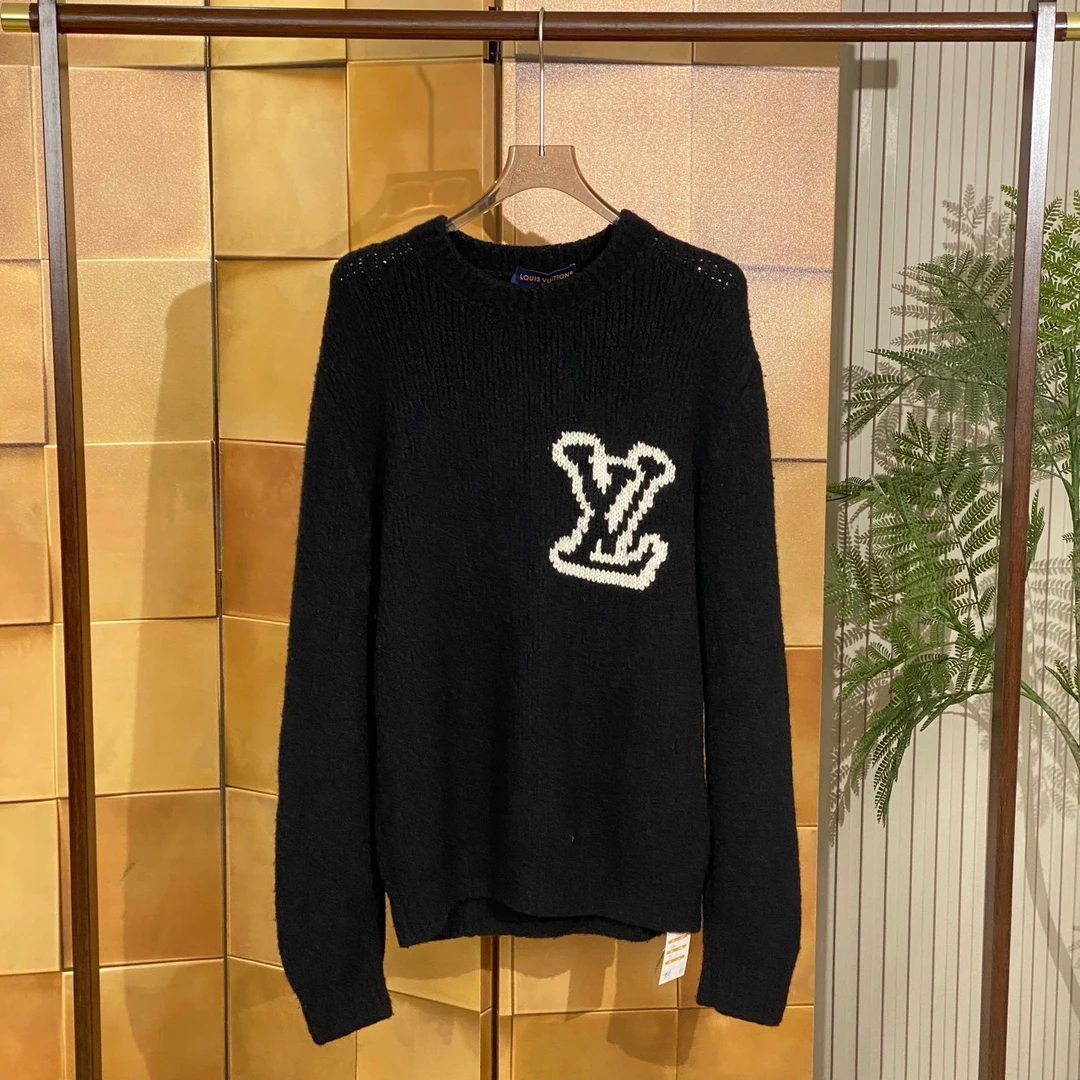 Louis Vuitton 24ss新款黑色标语泰迪毛衣/L码/98新/41143