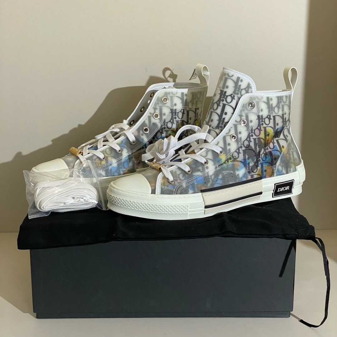 Dior vic限定b23涂鸦满印高帮板鞋/43码全新原盒vic金色老花19539