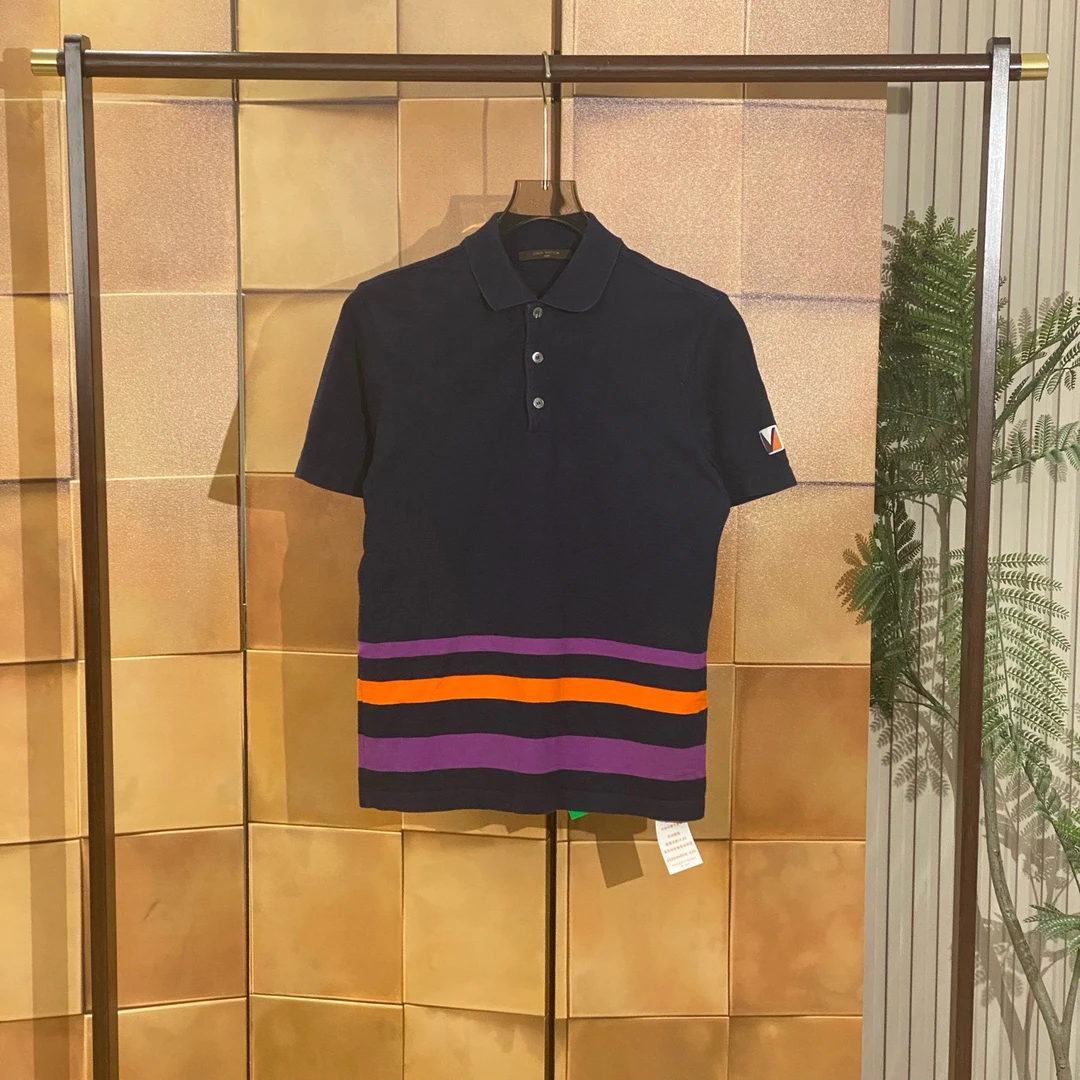 Lv彩色条纹徽标字母logo短袖Polo衫/s码/98新/24872