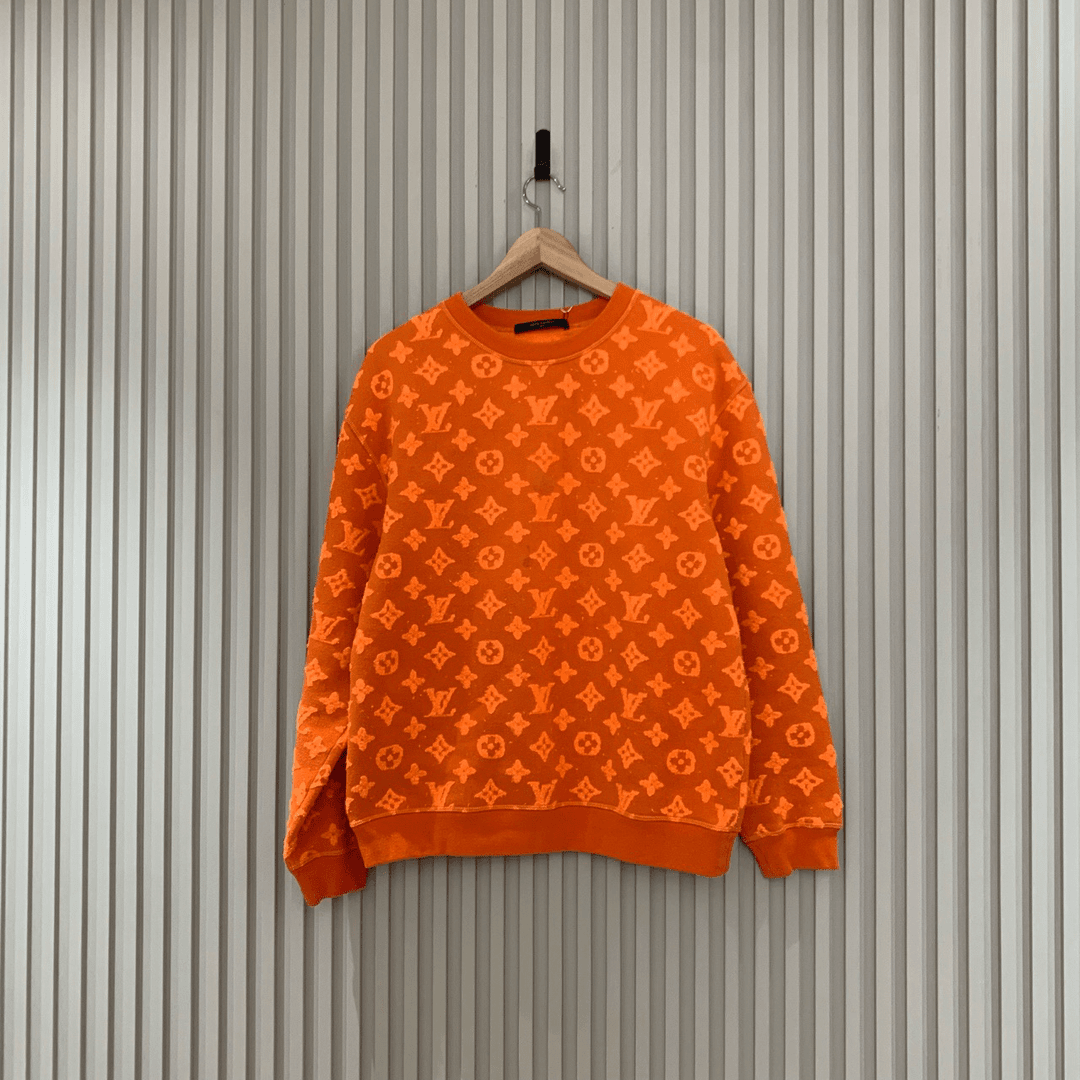 Louis Vuitton 橘色植绒老花满印卫衣/s码/99新/13038