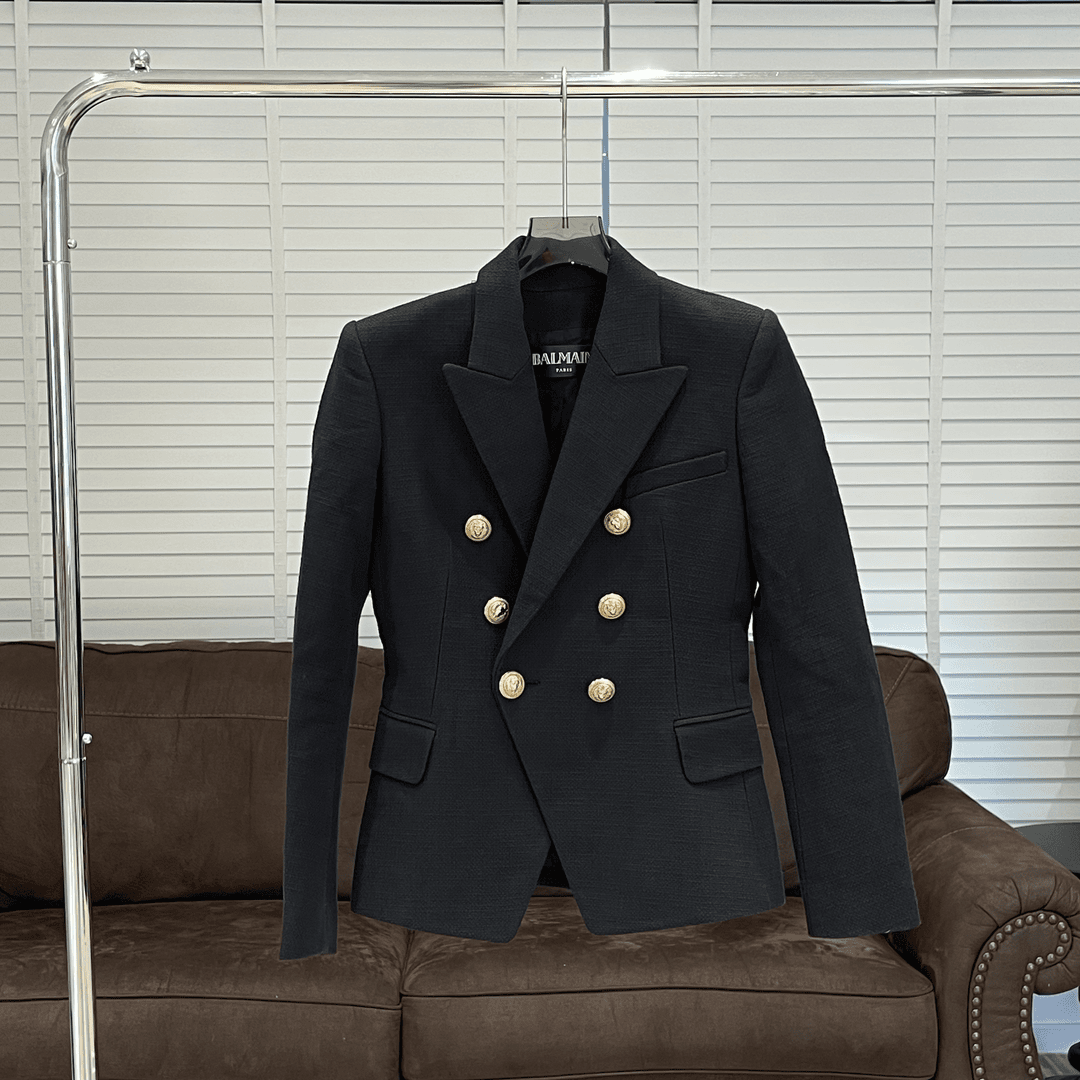 Balmain双排扣女士垫肩羊毛西服/36码/99新/09204