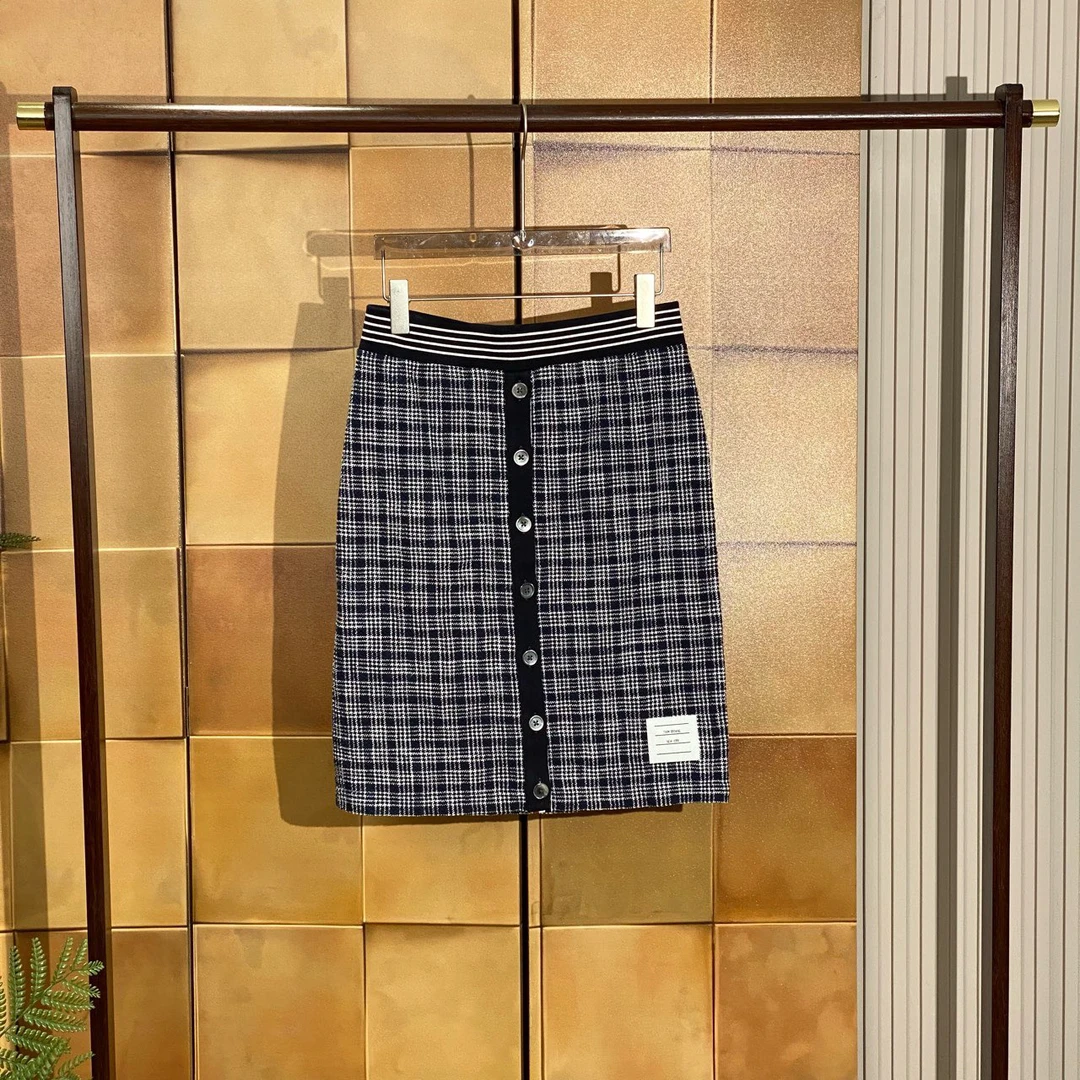 Thom Browne ss22格纹及膝半身裙/40码/99新/23954