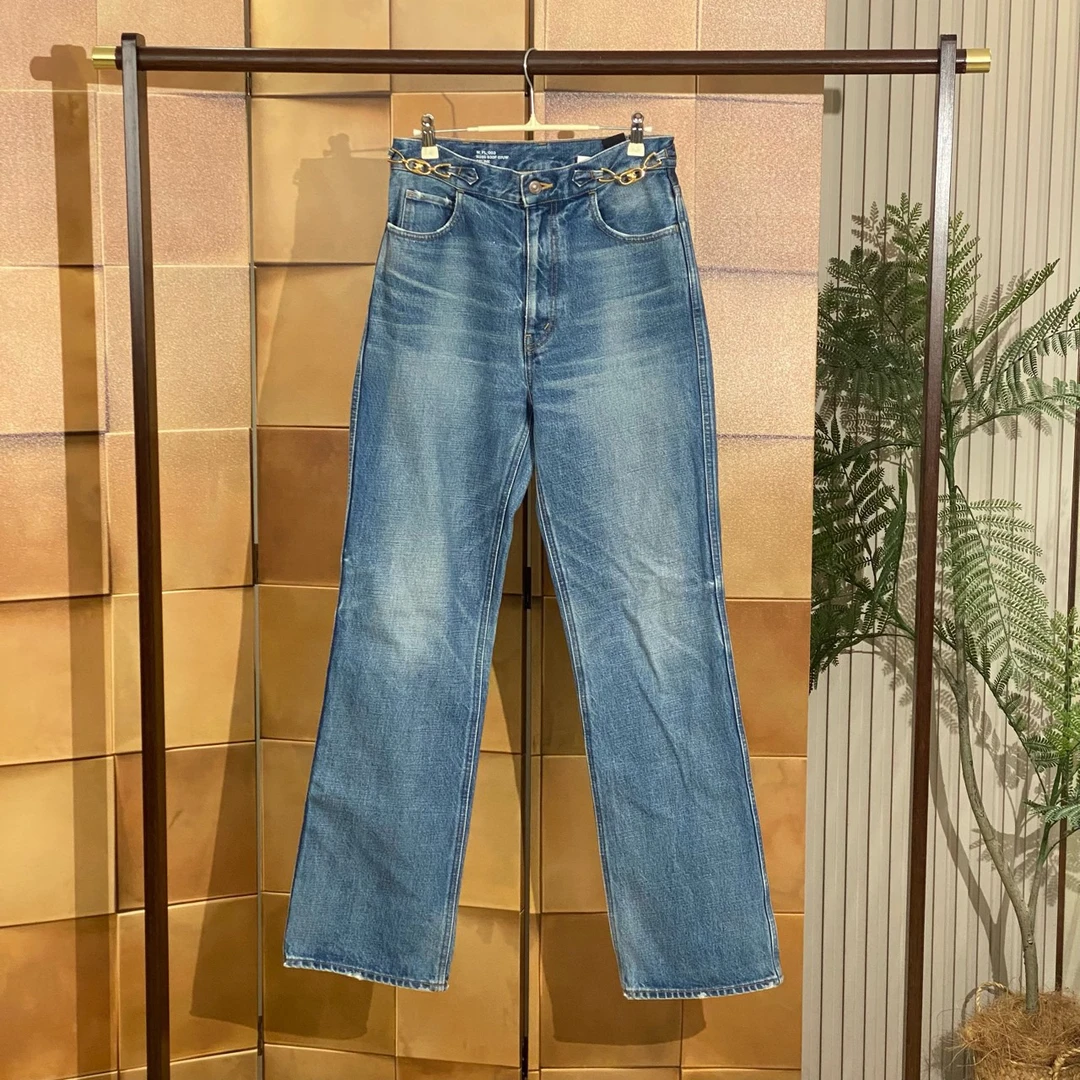 Celine FW22水洗蓝金色凯旋门锁链牛仔裤/29码/99新/女42807