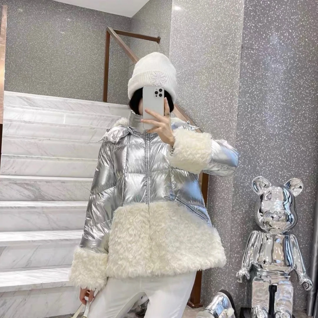 Moncler Algenubi新款太空银皮毛一体羽绒服/0码/全新带吊/25002