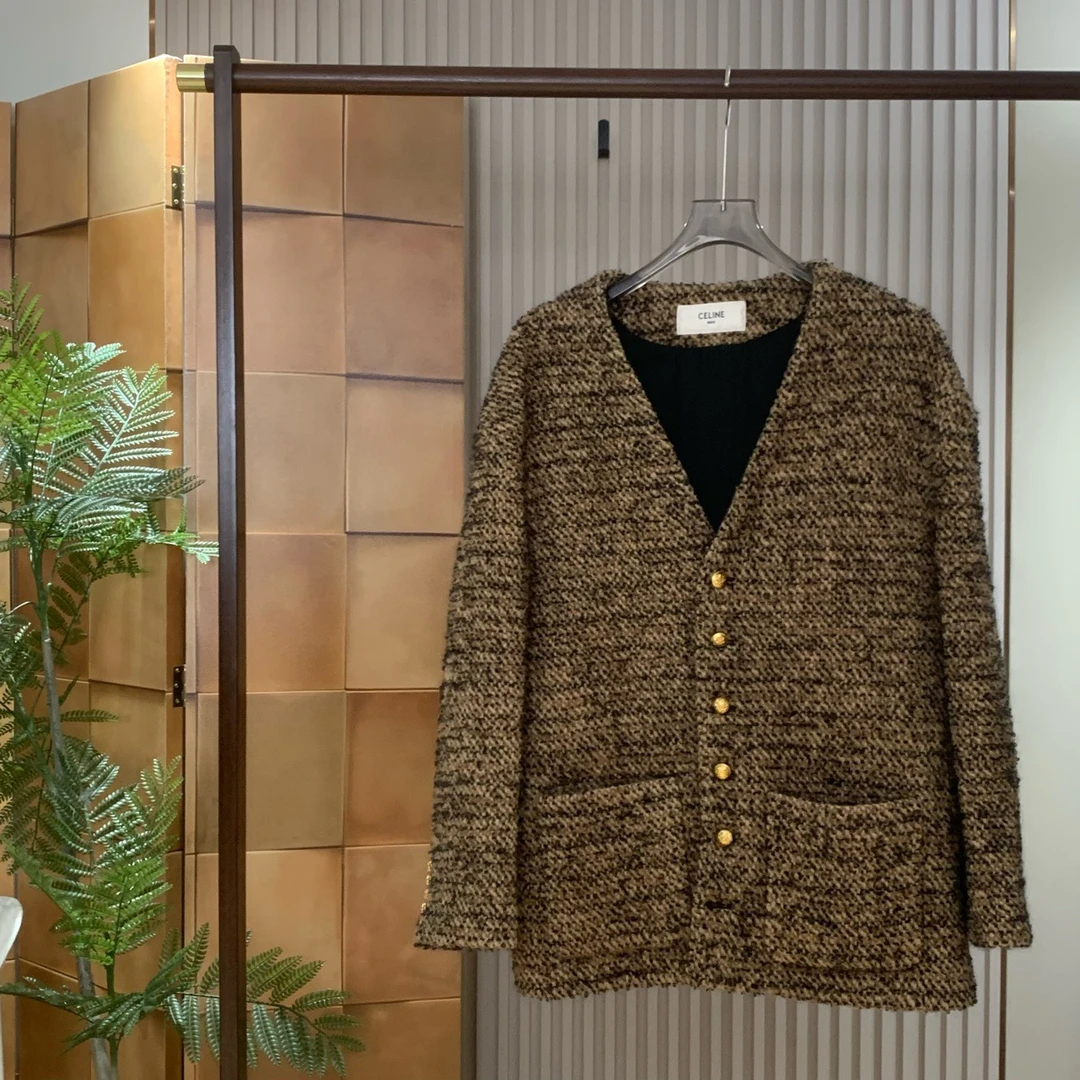 Celine 22fw秀款羊毛编织小香风开衫外套/40码/存放品/女18019