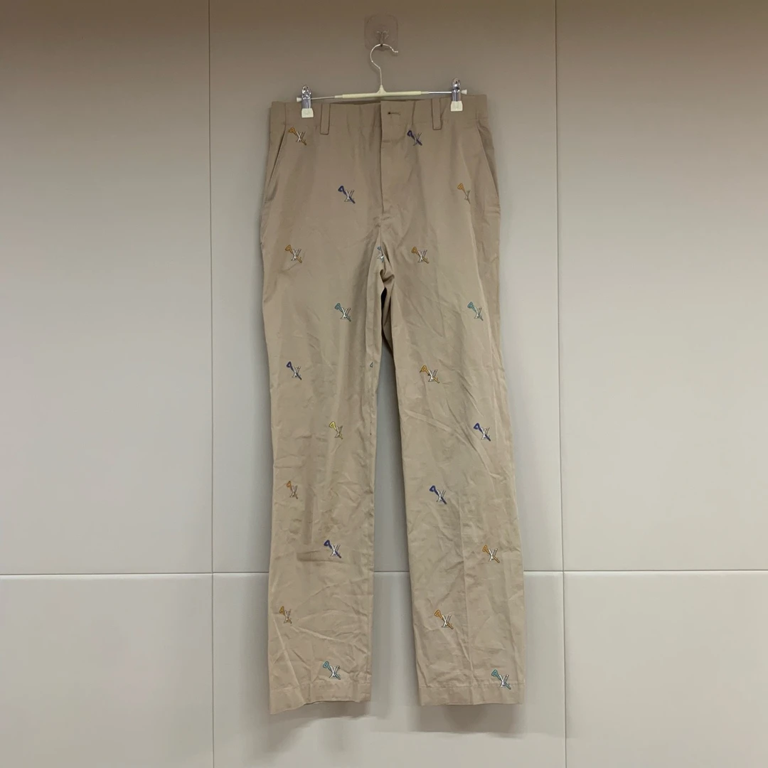 Lv 23fw新款卡其色别针刺绣满logo长裤/46码/99新/13468