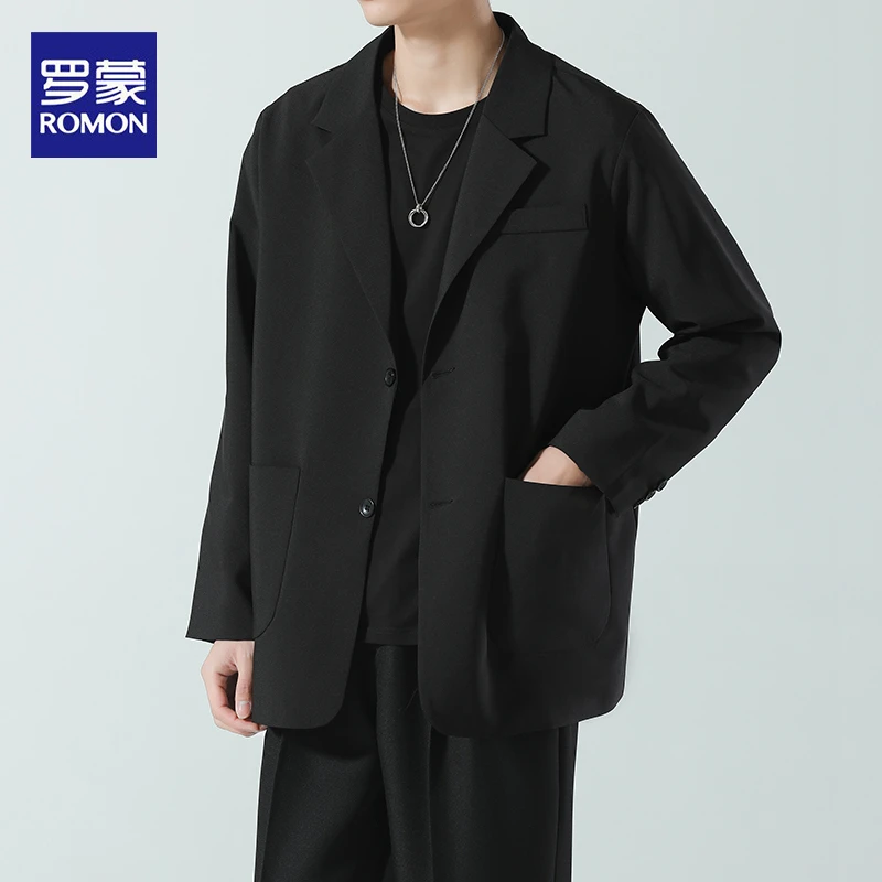 罗蒙休闲西装外套男春秋款宽松高级感男装痞帅轻熟风帅气西服夹克