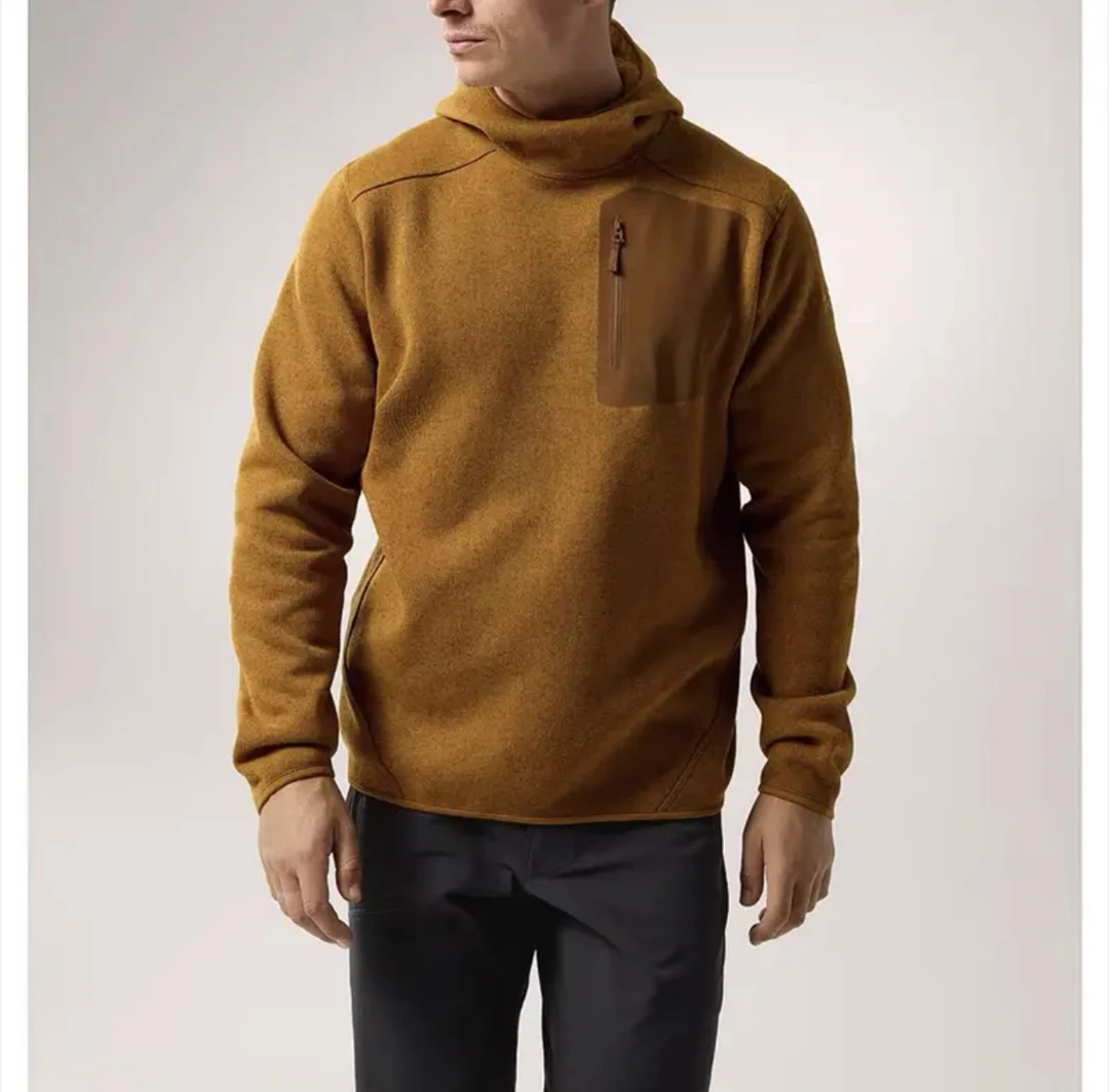 covet 户外男女连帽运动中厚抓绒保暖套头卫衣