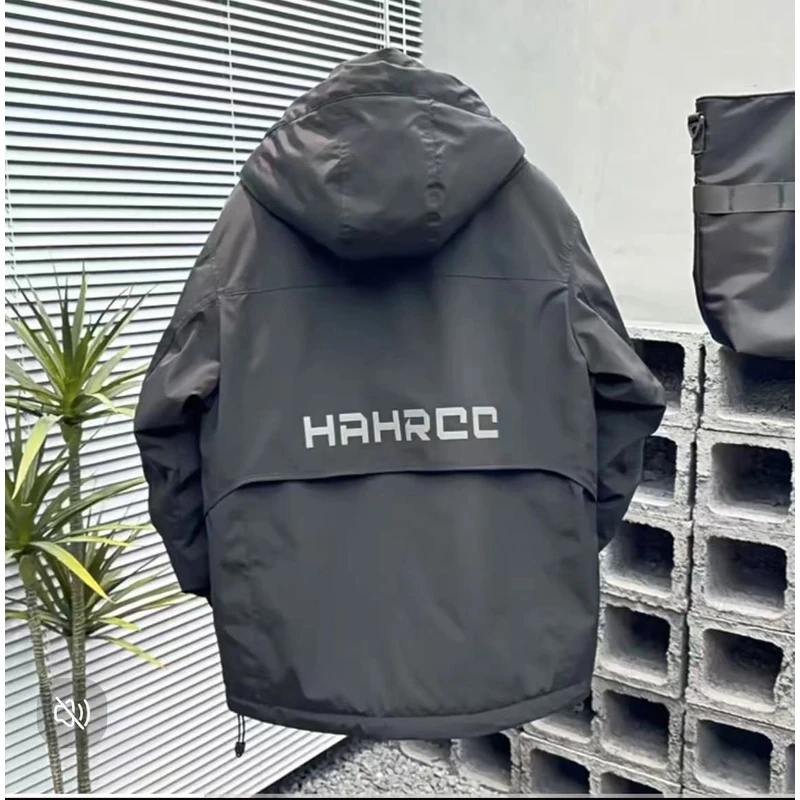 波家中长款男士防风保暖港风休闲工装冲锋外套