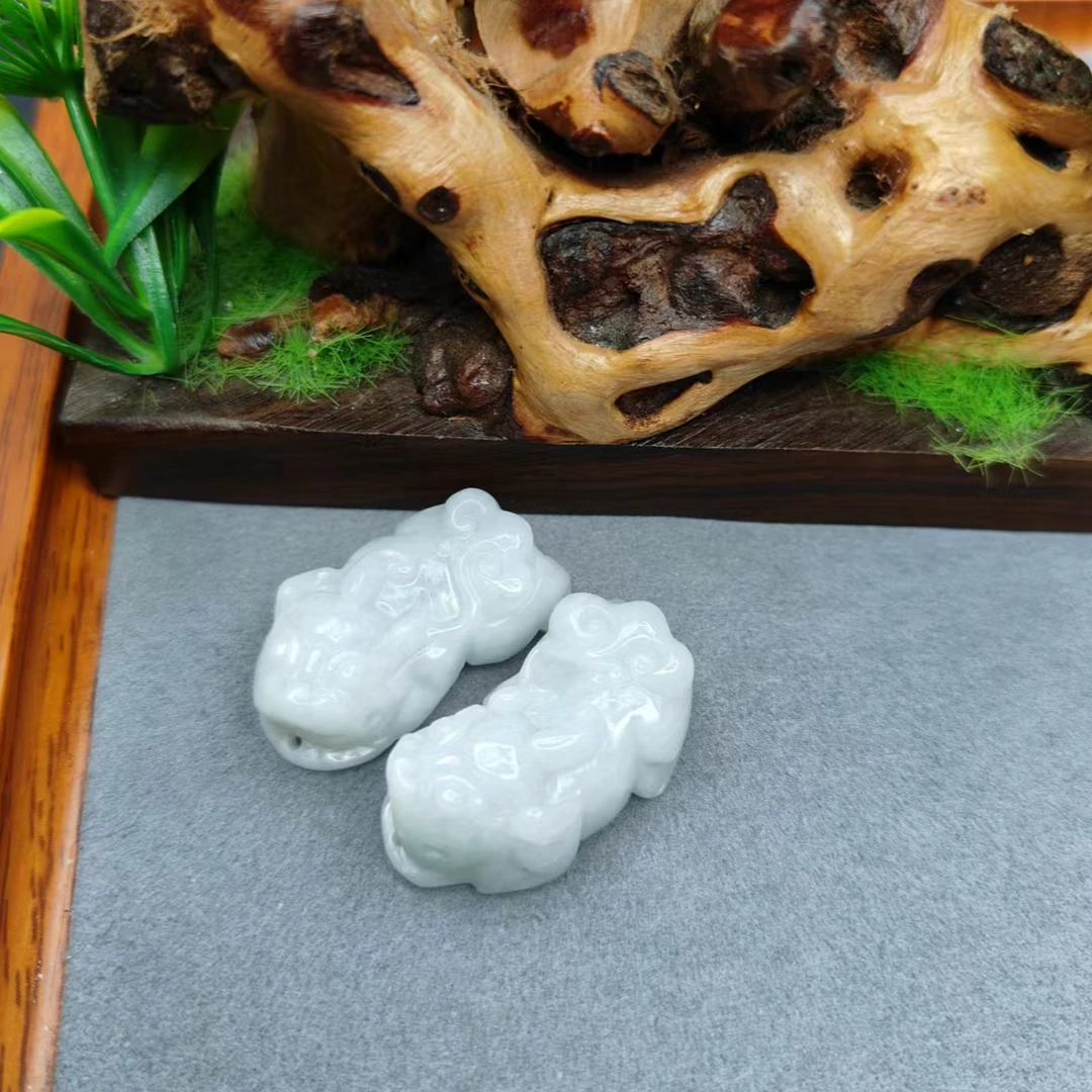 【名师翡翠】10-天然A货翡翠貔貅一对吊坠