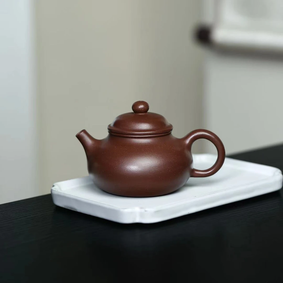 LXC紫泥【容天200cc】宜兴黄龙山原矿紫砂手工壶