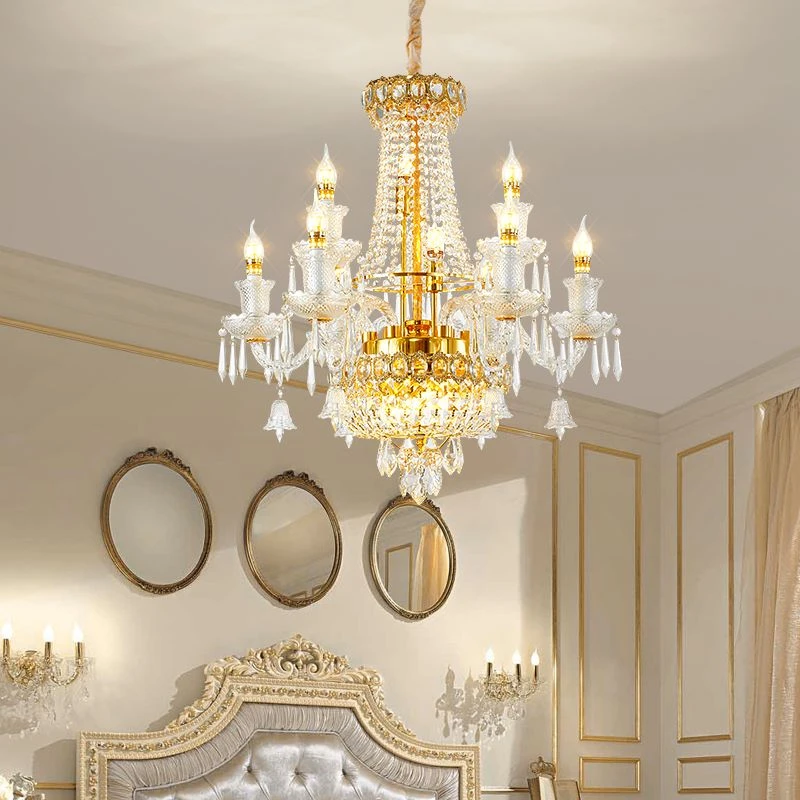 法式奶油轻奢吊灯欧式复古水晶灯客厅大气卧室餐厅复式楼奢华灯具