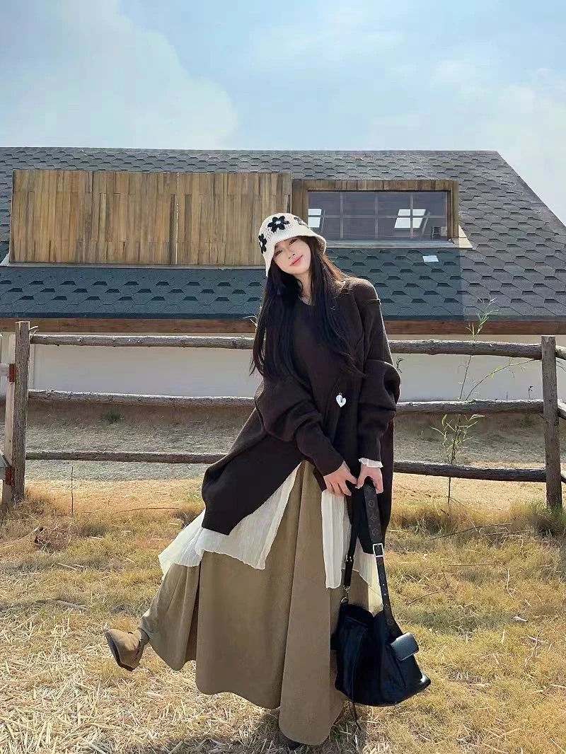 日系慵懒风套装美拉德废土风万圣节川旅游穿搭秋冬季三件套G0110