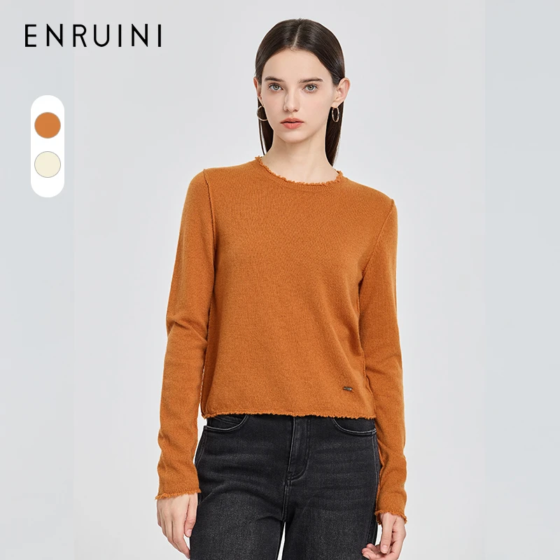 恩瑞妮25款冬季设计感圆领套头毛衣修身显瘦时尚女装ERDMOB692