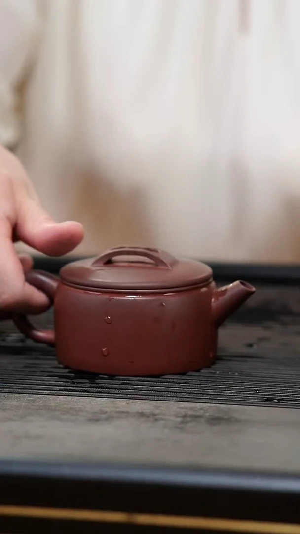 【闪购商品】紫砂茶壶21-瑕疵半手龙血砂汉瓦160c