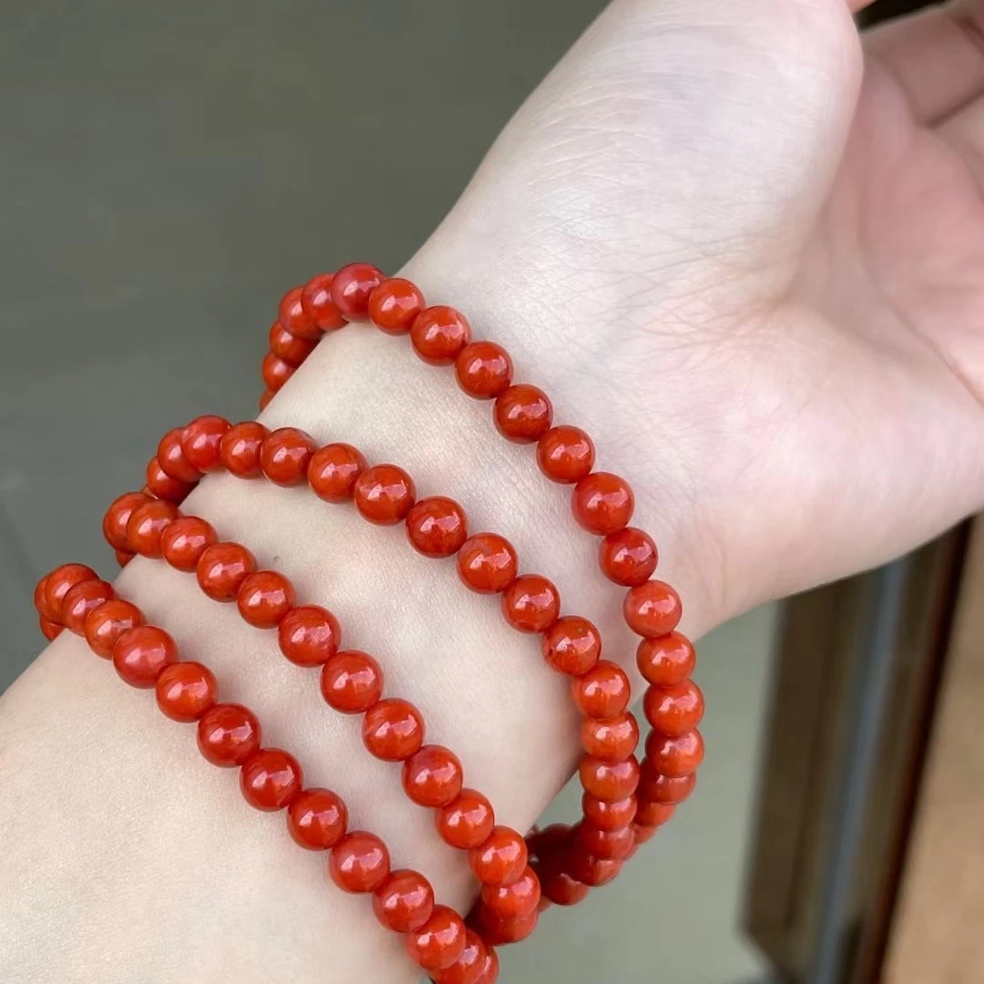 老坑料红玛瑙6mm108粒佛珠素圈多样性发货红玛瑙手链百搭轻奢