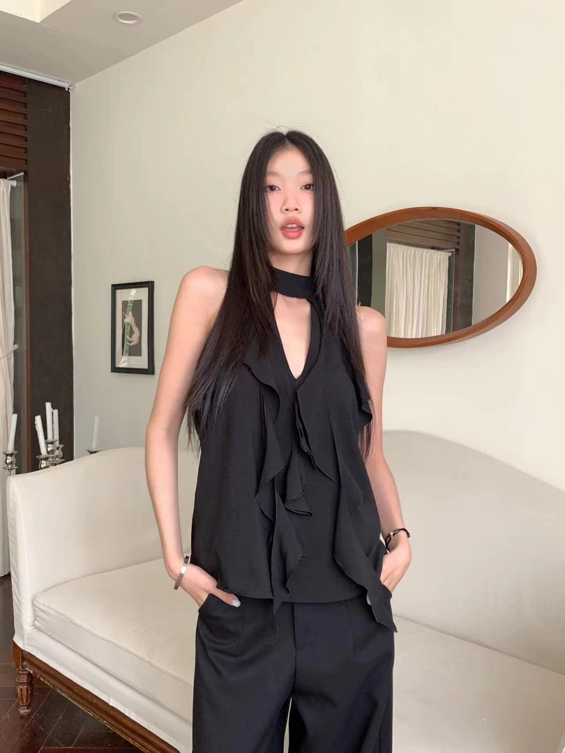 withmin路过盛夏 辣妹显瘦背心夏季无袖露肩吊带上衣【2410308】