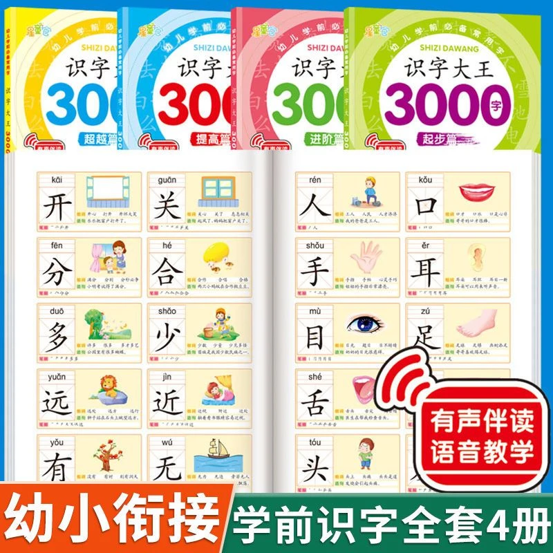 识字大王3000字学前早教启蒙幼儿园认字儿童看图入门识字汉字书
