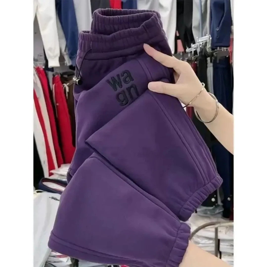 秋冬大王加绒高腰休闲卫裤女宽松显瘦洋气小脚哈伦裤