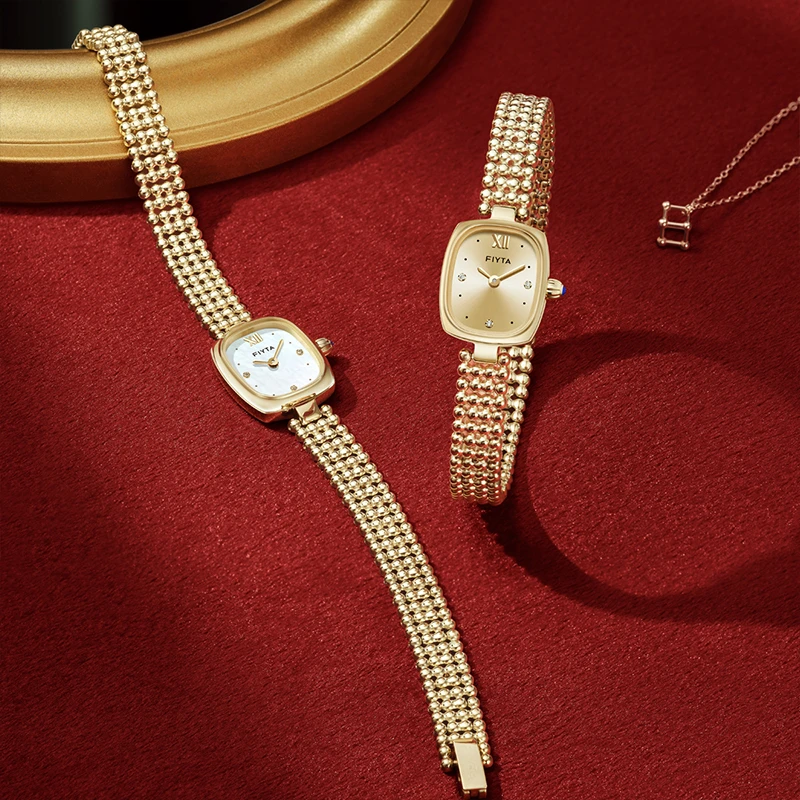 【小小莎专属】飞亚达倾城系列中古风小金表石英表（金珠链款）