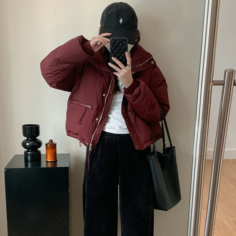 面包服羽绒服女款高端女装冬季外套韩版白鸭绒服女短款小个子