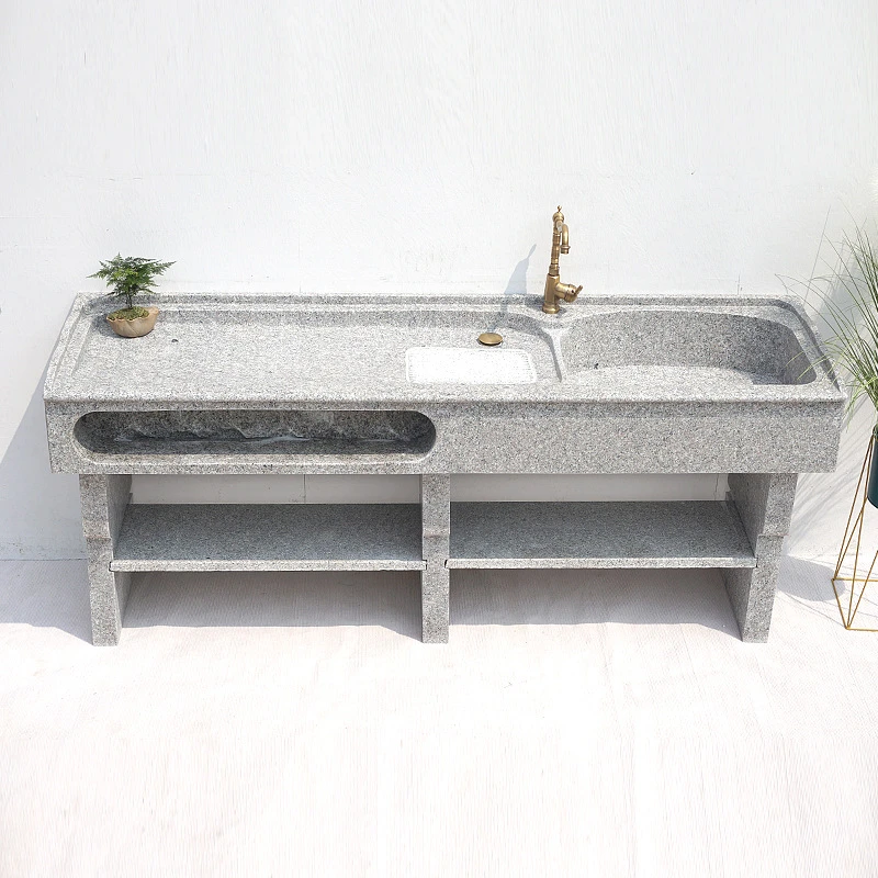 庭院大理石头洗衣池带搓衣板家用别墅花岗岩水槽户外洗手盆拖把池