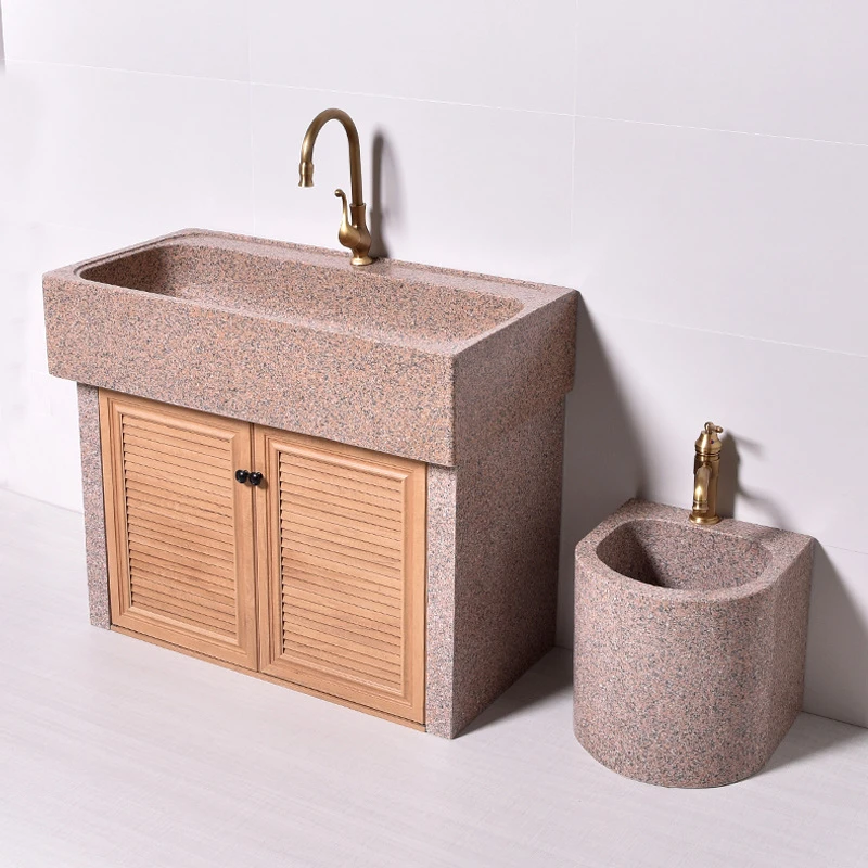 天然大理石阳台洗衣池户外庭院花园洗手台洗菜盆一体整石室外水槽