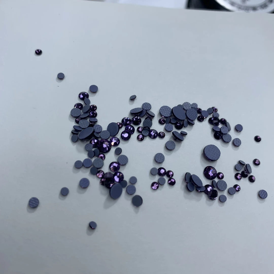 希妹美甲瑶哥定制紫色精品圆形平底钻混装不掉底美甲钻300颗