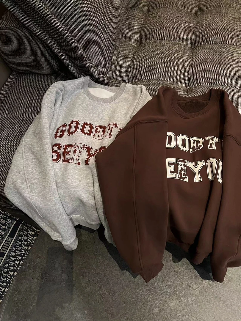 ONE JUN｜复古字母印花加绒卫衣22239