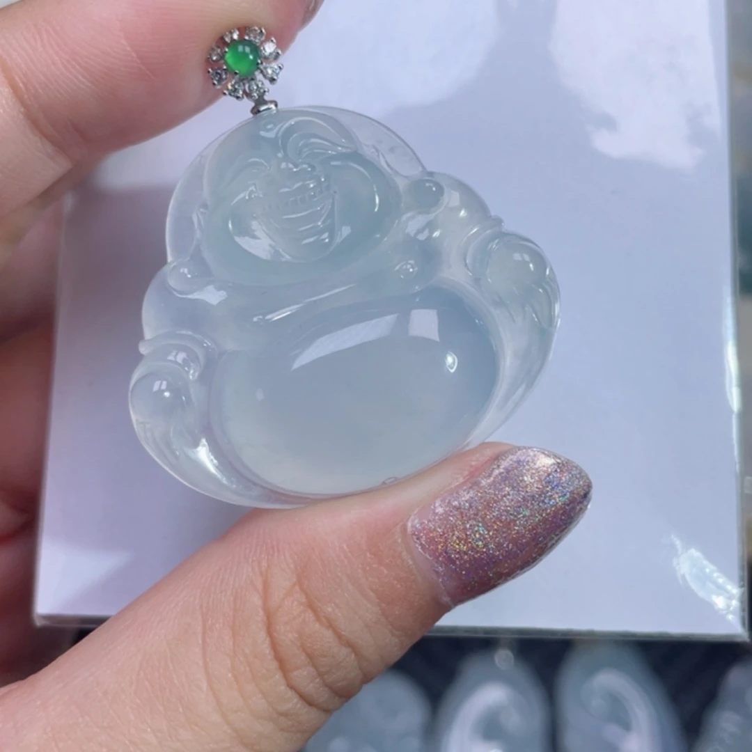 翡翠颈饰18K金镶嵌佛公