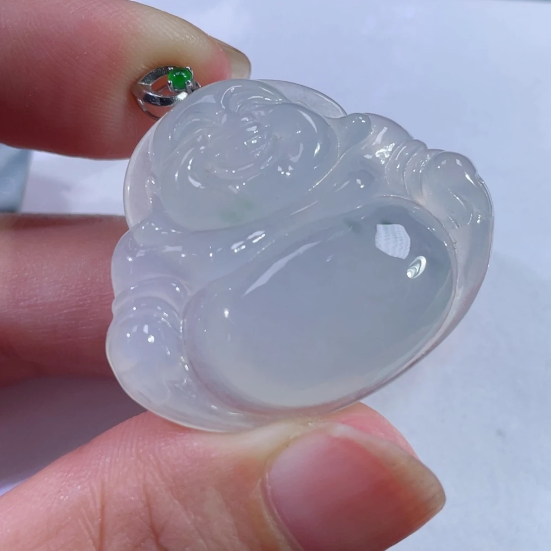 翡翠颈饰18K金镶嵌佛公