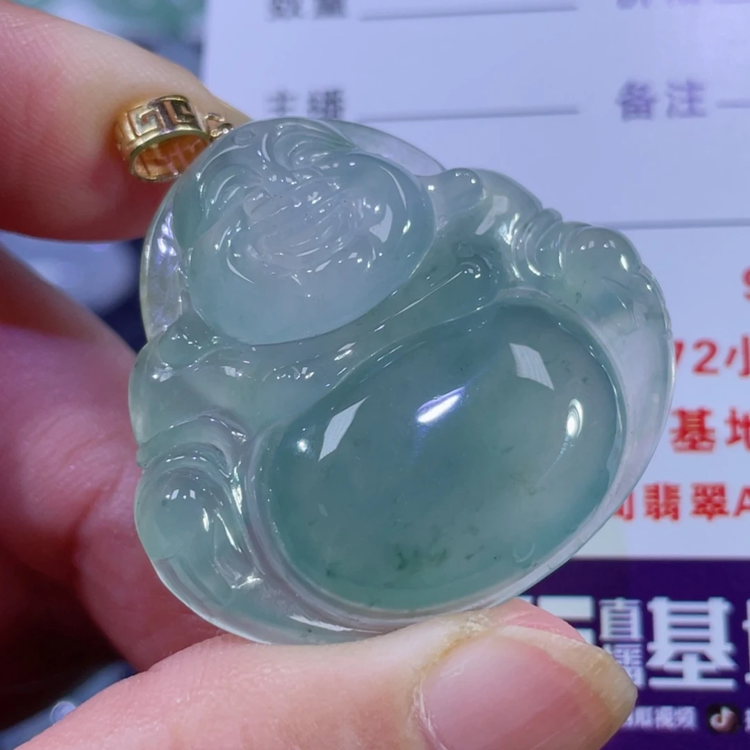 翡翠颈饰18K金镶嵌佛公