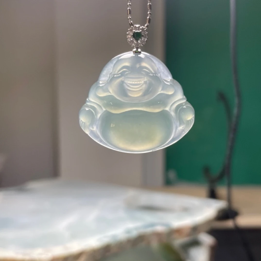 天然缅甸翡翠佛公高冰吊坠28.8/33.1/7.4