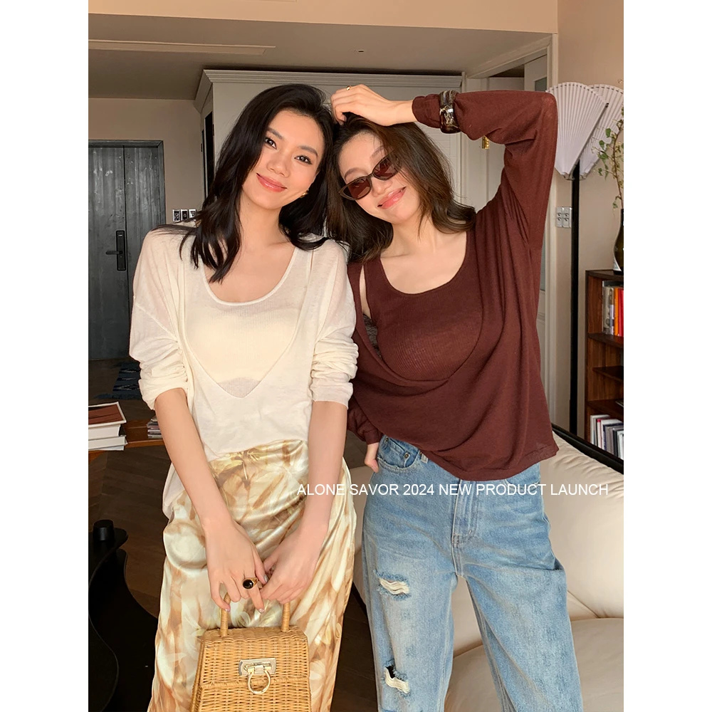 【ALONE SAVOR】高端线，进口水溶羊毛慵懒松弛感针织衫套装P338