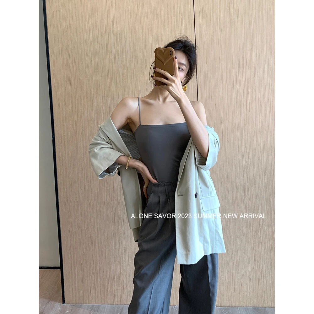 【ALONE SAVOR】简约百搭超短吊带背心一体性感高弹内搭抹胸U323