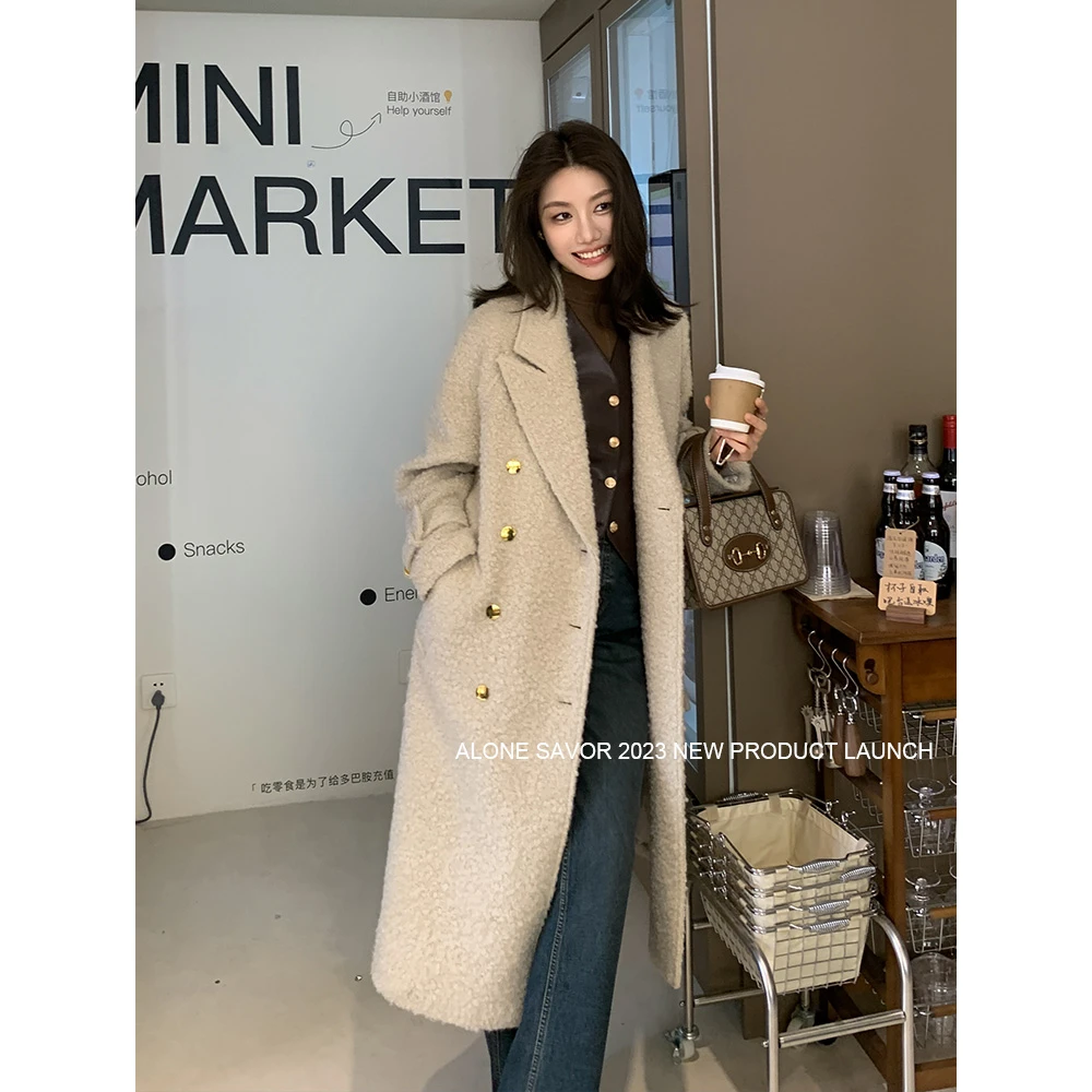 【ALONE SAVOR】糯糯大衣，冬季时髦西装领微廓软长款毛呢外套女W324