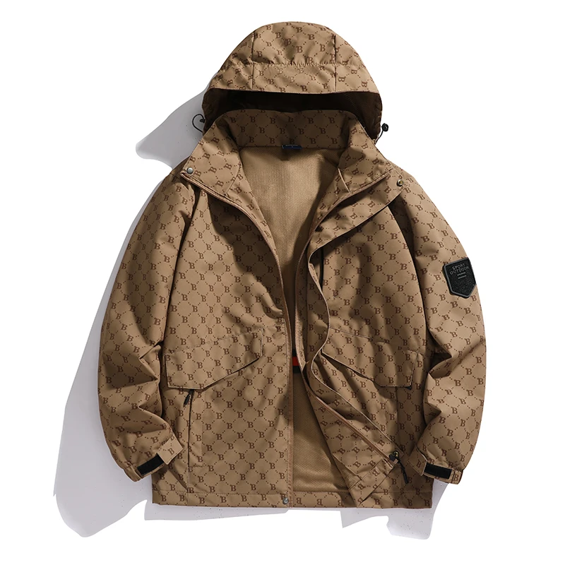 【发货快】秋冬季连帽冲锋衣男女同款防风防水户外运动宽松休闲外套