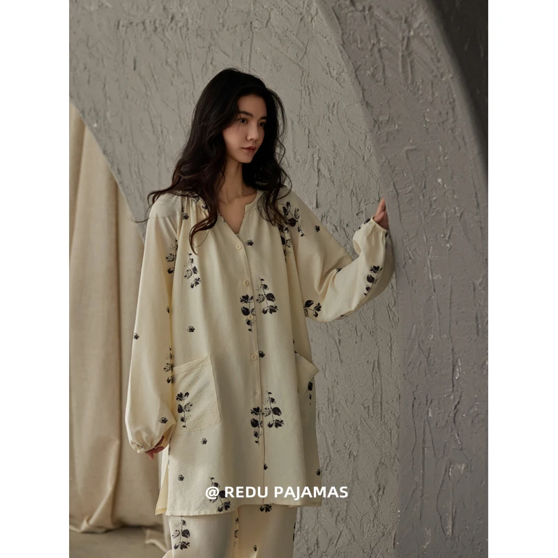 【设计师款】热妒睡衣女春秋季软绵绵宽松开衫长袖家居服套装可外出