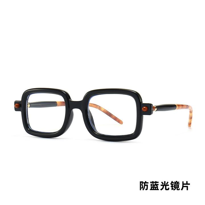 新款欧美百搭防蓝光粗框眼镜框潮流街拍复古太阳镜摩登小众风平光