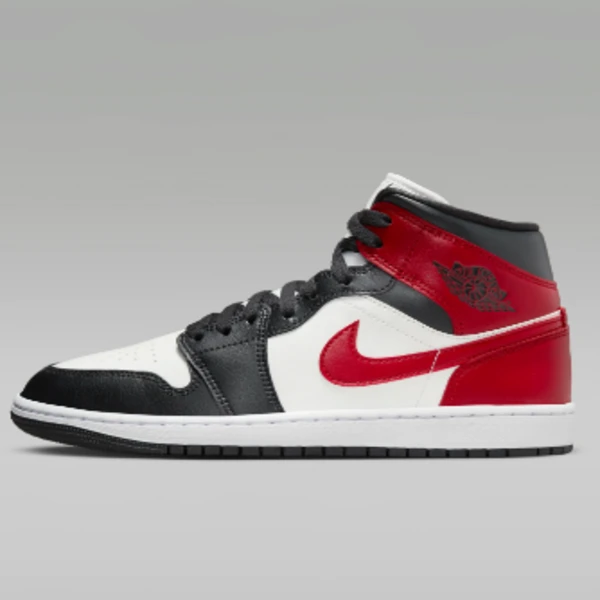 Nike耐克女子  WMNS AIR JORDAN 1 MID 中帮黑红休闲鞋BQ6472-160