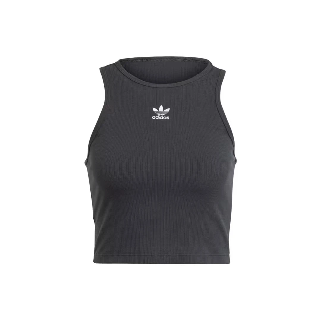 adidas阿迪达斯女子 RIB TANK 黑色经典时尚百搭休闲薄背心IJ8251