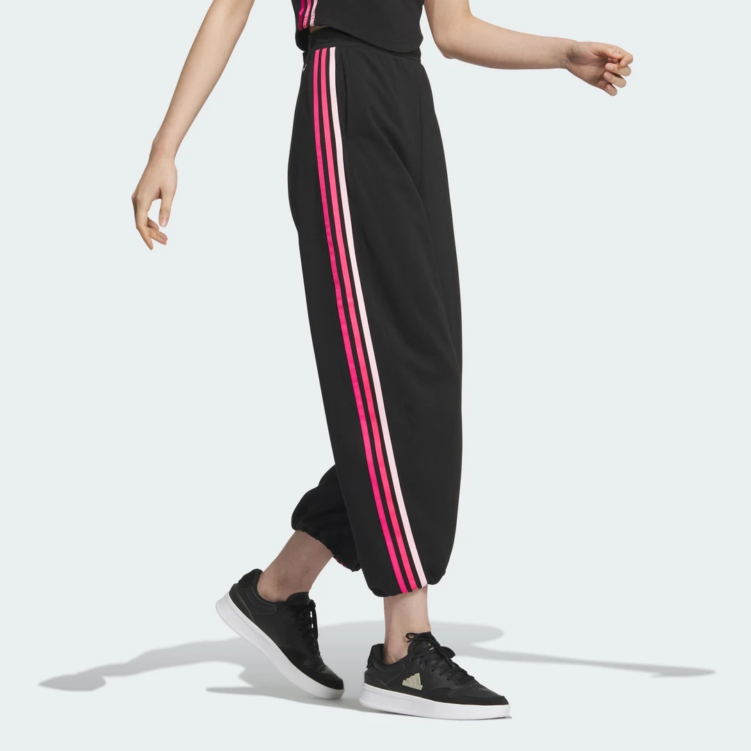 【滔搏联动】Adidas阿迪达斯LW KN PNTW黑粉条纹长裤JJ1075