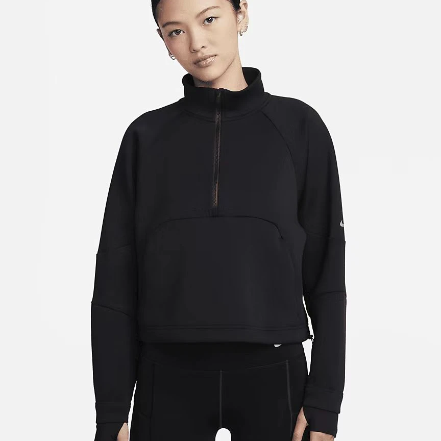【滔搏联动】NIKE耐克女子黑色速干半拉链针织套头衫FB5231-010
