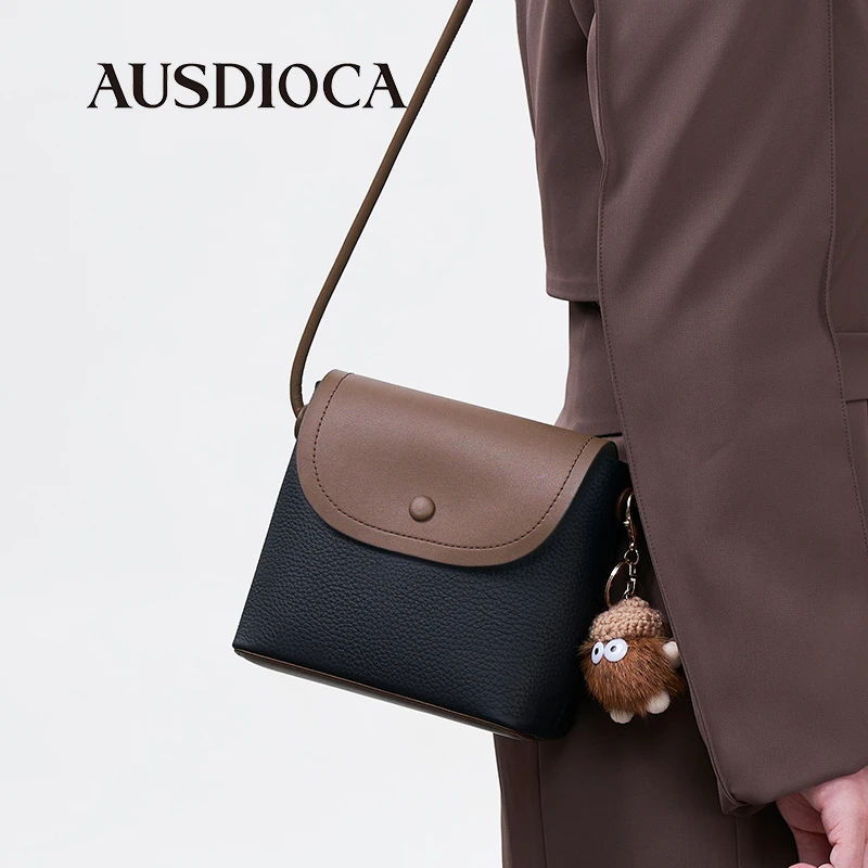 真皮包包女2025新款时尚通勤单肩小包头层牛皮休闲女士斜挎水桶包