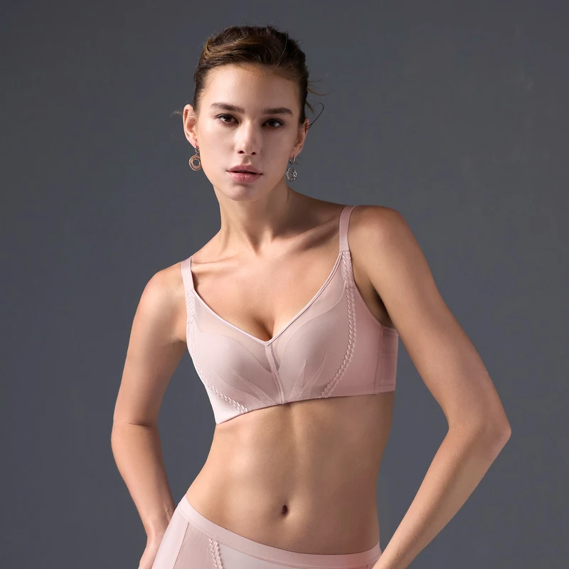 锦柔内衣3/4无托隐孔聚拢防下垂文胸舒适日常胸罩女AD170481