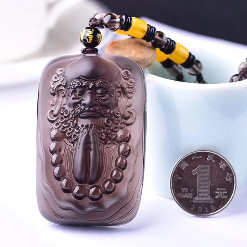 天然冰种黑曜石达摩祖师悟道吊坠男女毛衣链一心向佛随身挂件情侣