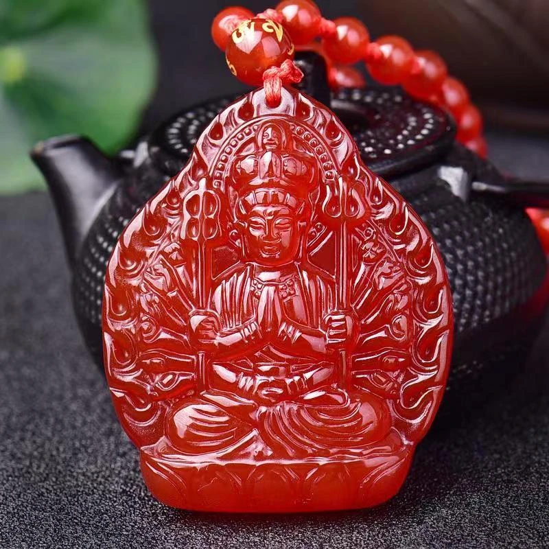 红玛瑙千手观音菩萨本命佛吊坠生肖属鼠守护神男女
