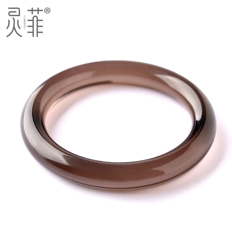 收藏级天然冰种黑曜石手镯女冰透香槟灰加宽正装镯粗圆条镯子