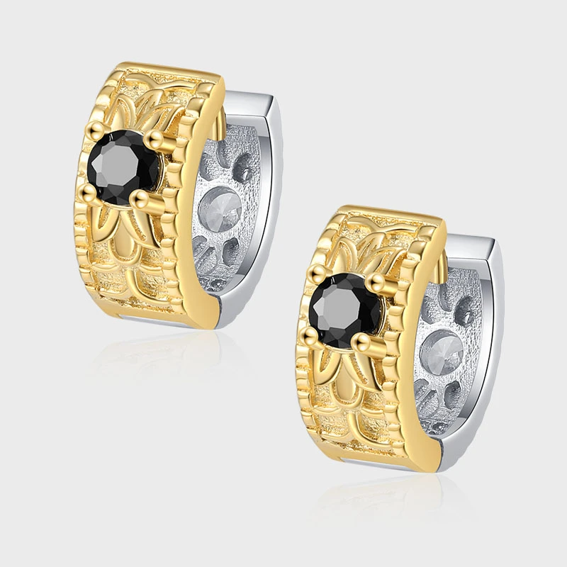 KADIPPAR/卡地派 925银合成锆石耳饰 复古撞色双面戴耳环KDP1863